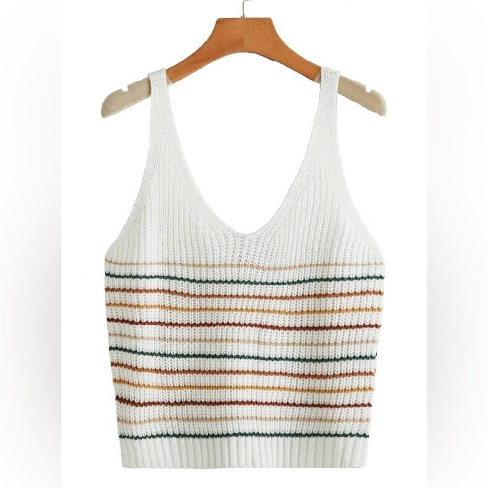 NEW Striped Knit Crop Tank Top